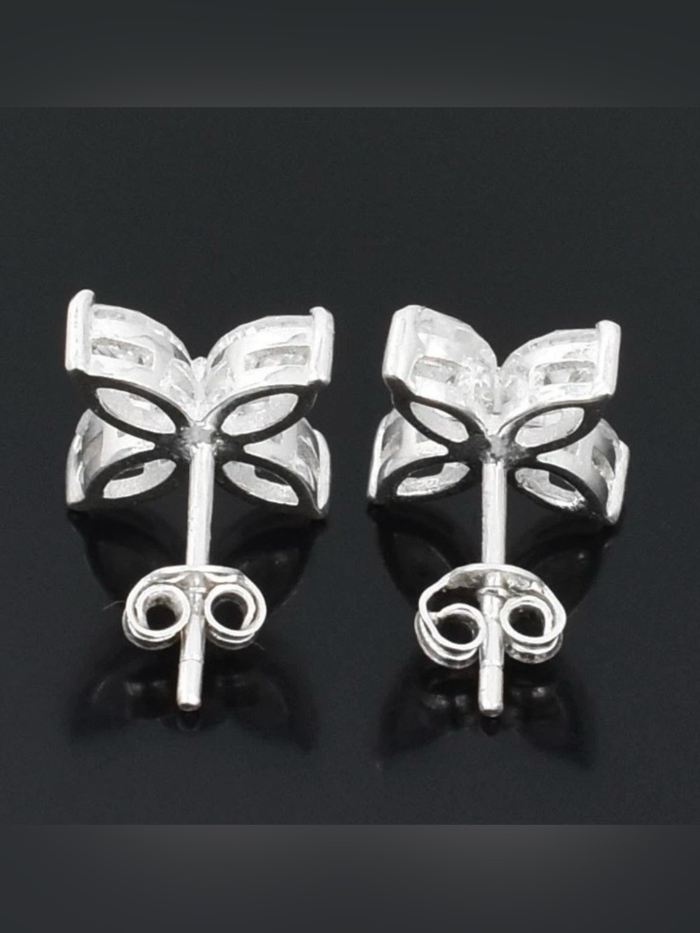 2ct Diamond Earrings- Marquise cut studs Solid Sterling Silver 925 - Picture 3 of 8